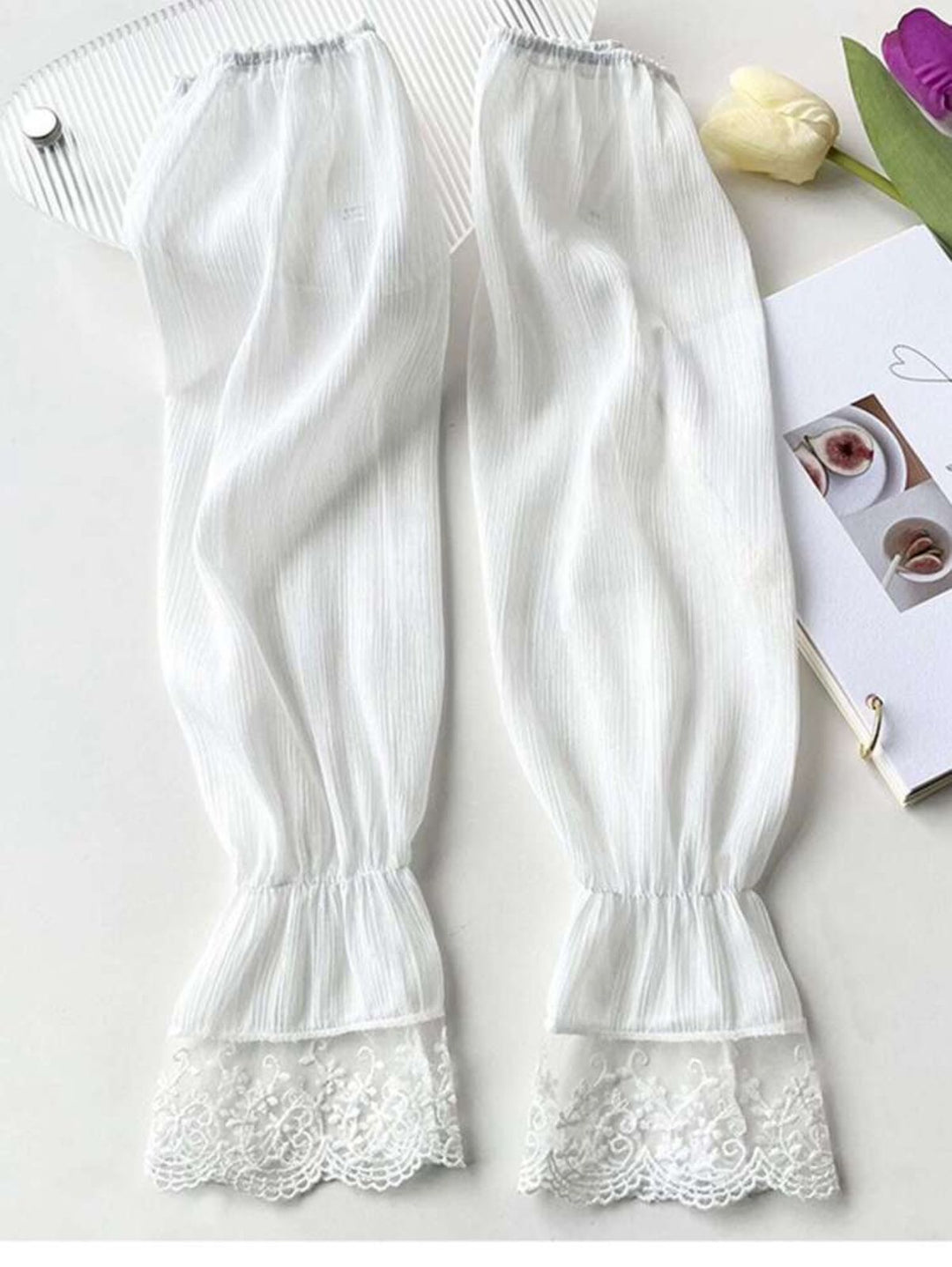 2-piece arm sun protector | أكمام حماية شفافة مزينة بالدانتيل