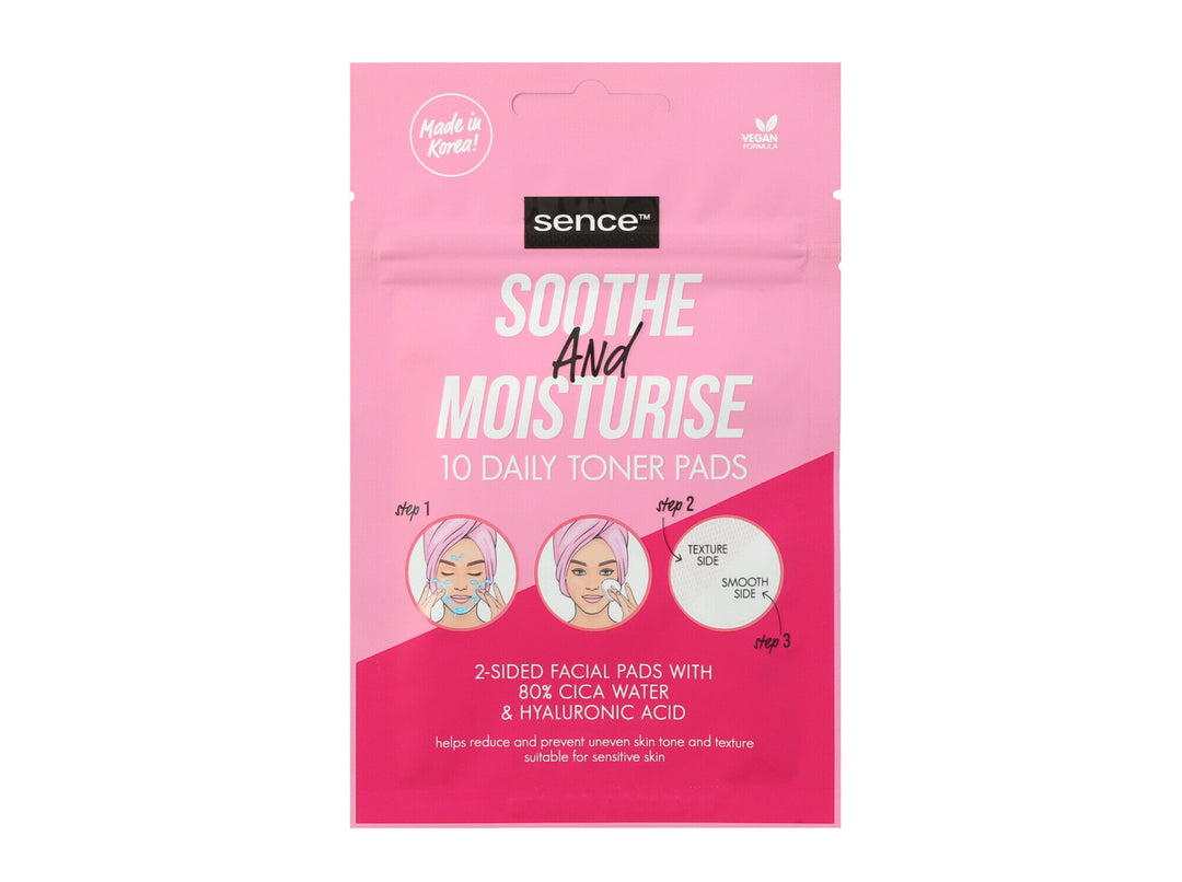 Sence Beauty Soothe & Moisturise 10 Daily Toner Pads - 10pcs x 25ml | سينس بيوتي وسائد التونر المرطبة و المهدئة - 10 قطع
