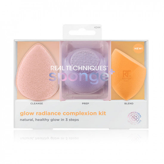 Real Techniques Sponge Glow Radiance Complexion Kit - 3pcs | ريل تكنيك مجموعة من اسفنجة المكياج - 3 قطع