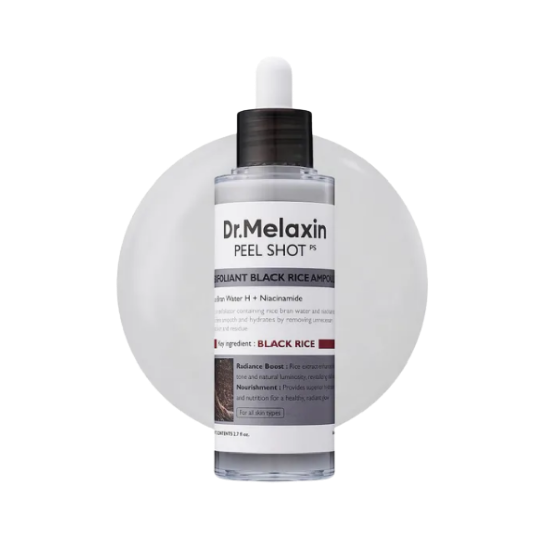 Dr. Melaxin Peel Shot Exfoliating Black Rice Ampoule - 80ml | دكتور ميلاكسين سيروم مقشر بالرز الأسود - 80 مل