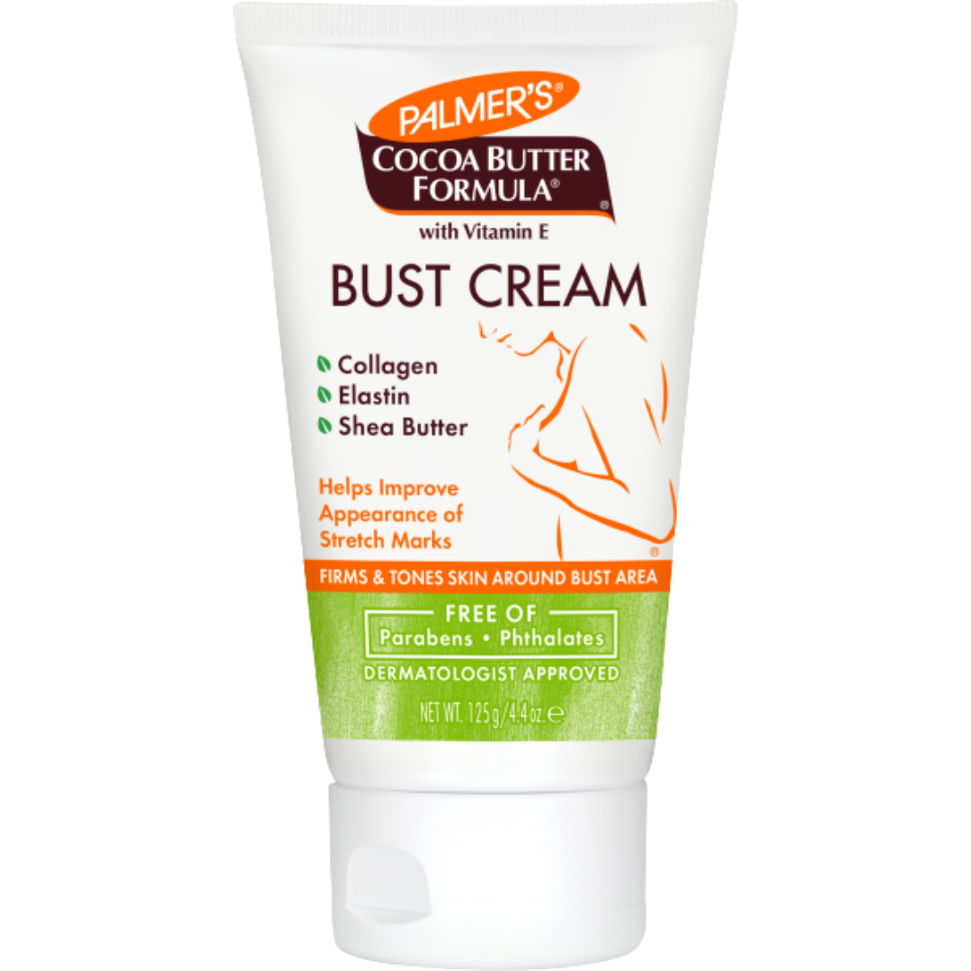 PALMER'S Cocoa Butter Formula Bust Cream With Vitamin E Collagen And Elastin - 125g | بالميرز كريم الصدر بتركيبة زبدة الكاكاو مع فيتامين E والكولاجين والإيلاستين - 125 جم