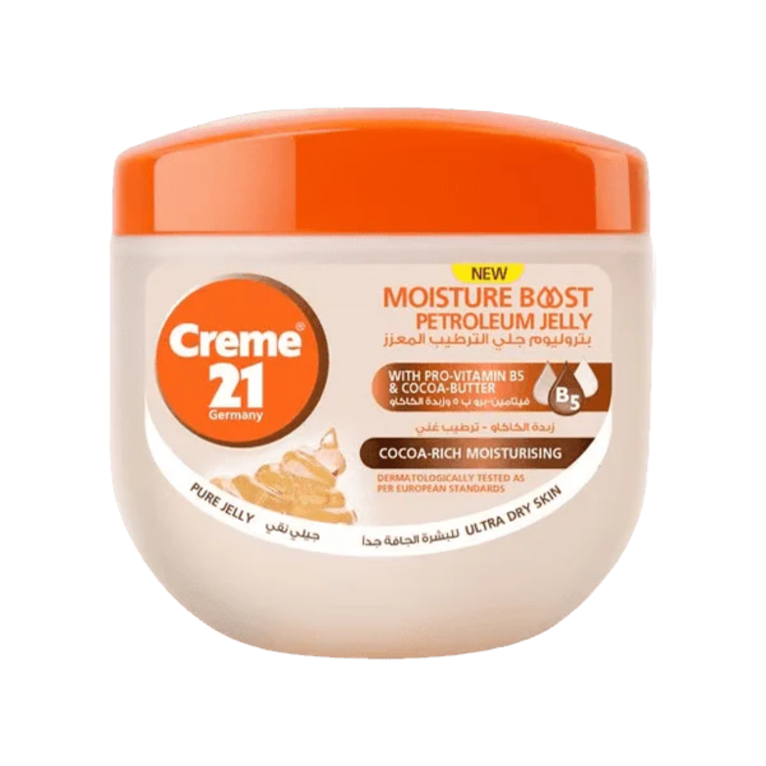 Creme21 Moisture Petroleum Jelly Cocoa Rich Moisturising - 300ml | كريم 21 بتروليوم جلي مرطب ومغذي للبشرة بزبدة الكاكاو - 300 مل