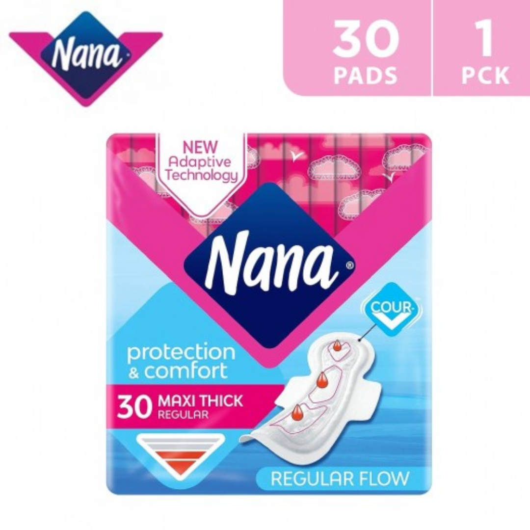 Nana Maxi Thick Regular - 30pads | نانا فوط سميكة بأجنحة - 30 قطعة