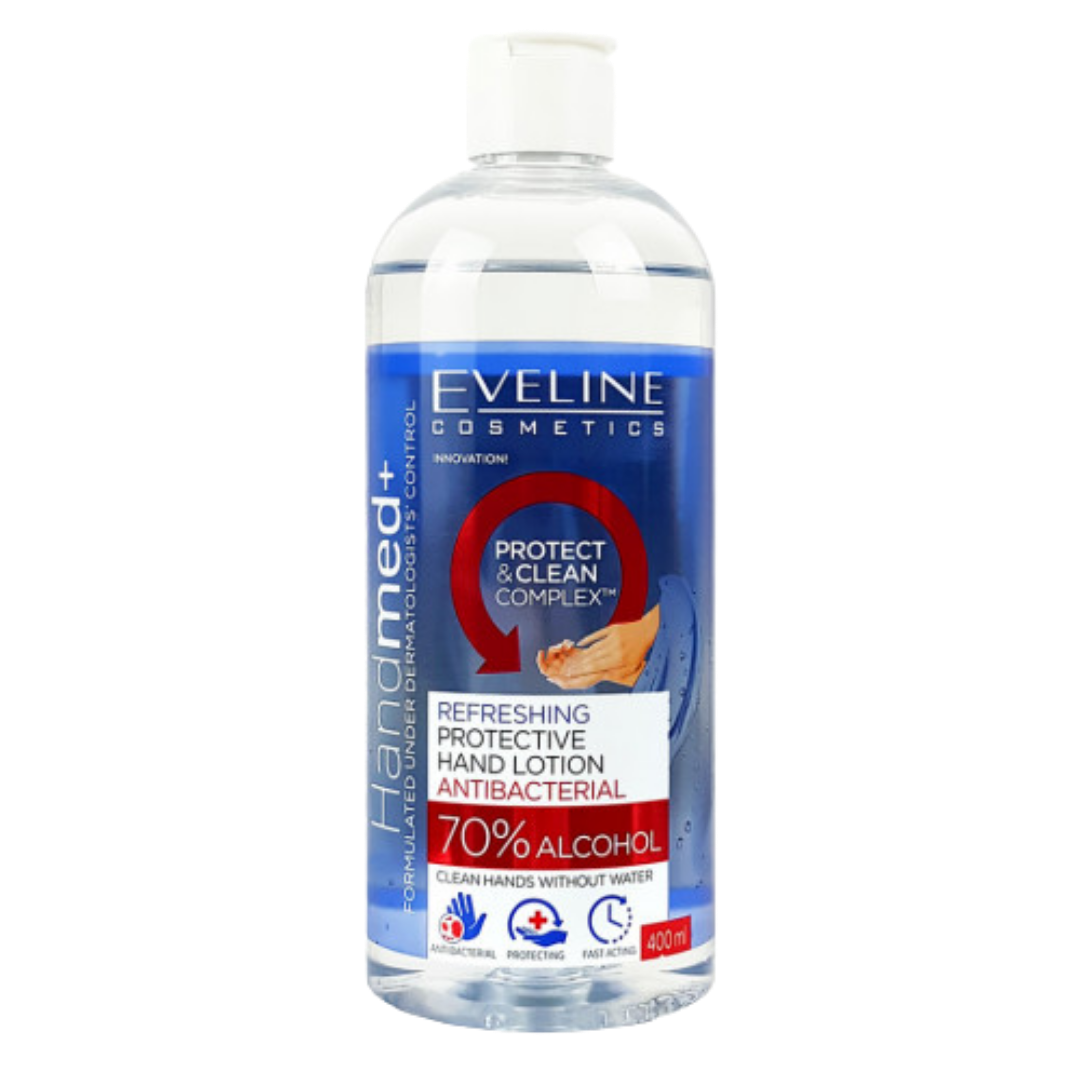 EVELINE Handmed+ Protect & Clean complex 70% Alcohol - 400ml | ايفلين لوشن حماية اليدين 70 % كحول- - 400 مل