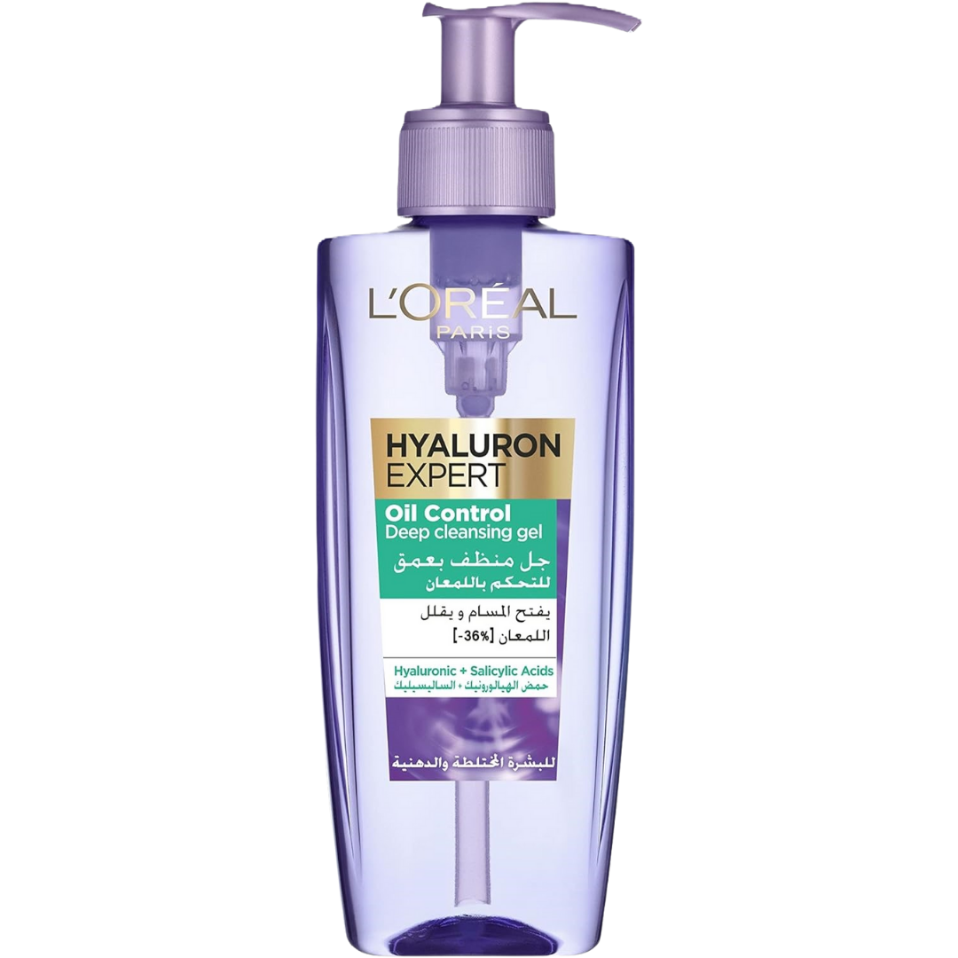 L’Oreal Hyaluron Expert Oil Control Deep Cleansing Gel - 200ml | لوريال غسول جل للتحكم بالزيوت - 200 مل