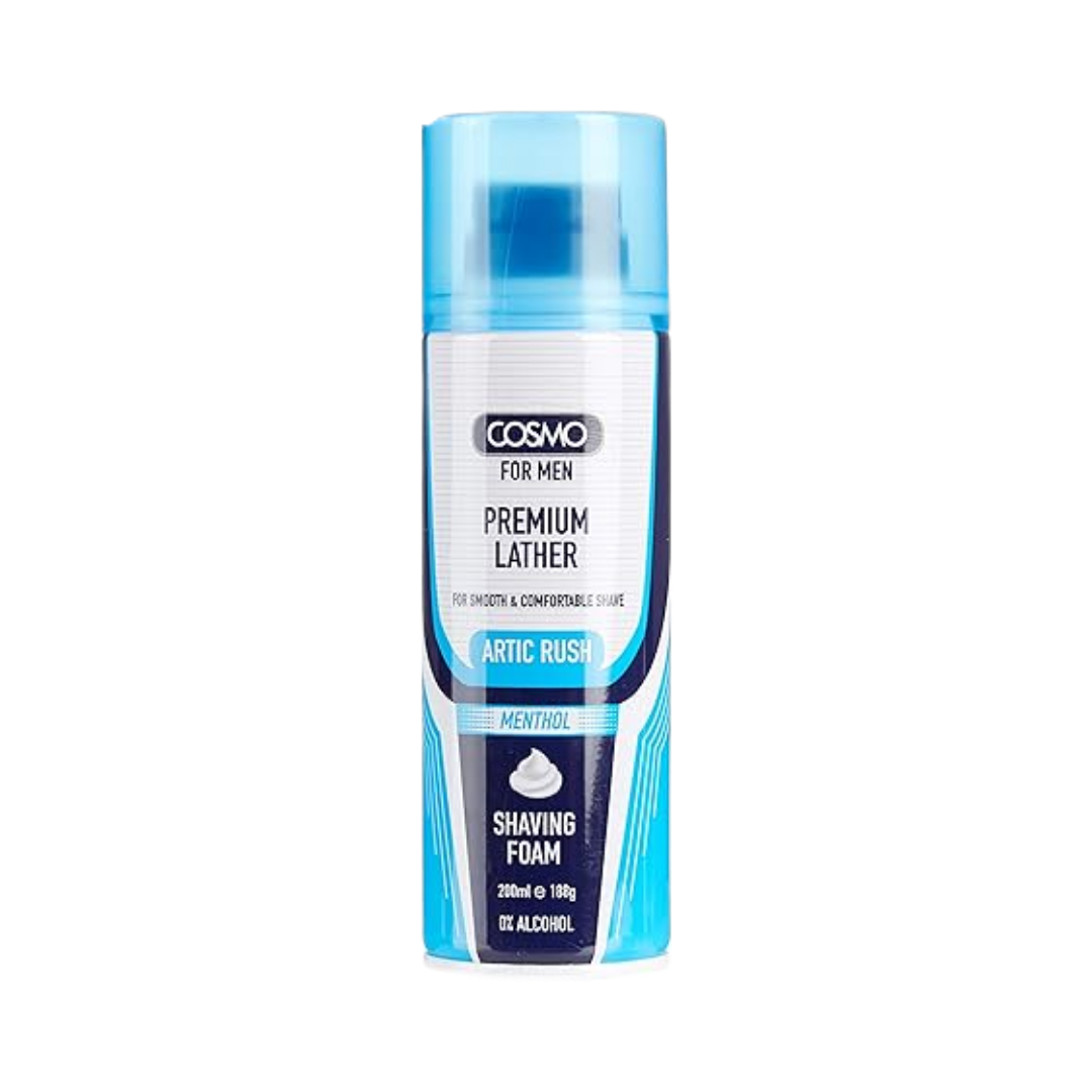 COSMO For Men Premium Lather Artic Rush Shaving Foam - 200ml | كوزمو رغوة حلاقة للرجال حماية مثالية للبشرة - 200 مل