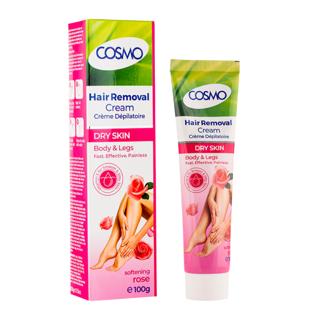 COSMO Hair Removal Dry Skin - Rose - 100g | كوزمو كريم إزالة شعر الجسم بخلاصة الورد - 100 غ