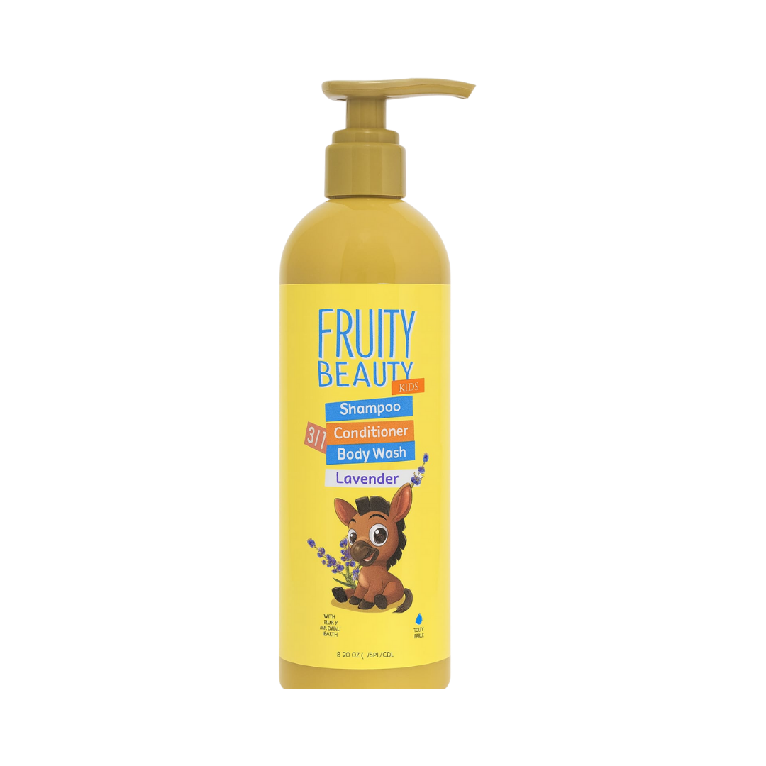 FRUITY BEAUTY Shampoo Conditioner Body Wash Lavender - 850ml|  الشامبو والبلسم وغسول الجسم  للاطفال برائحة الافيندر-850 مل