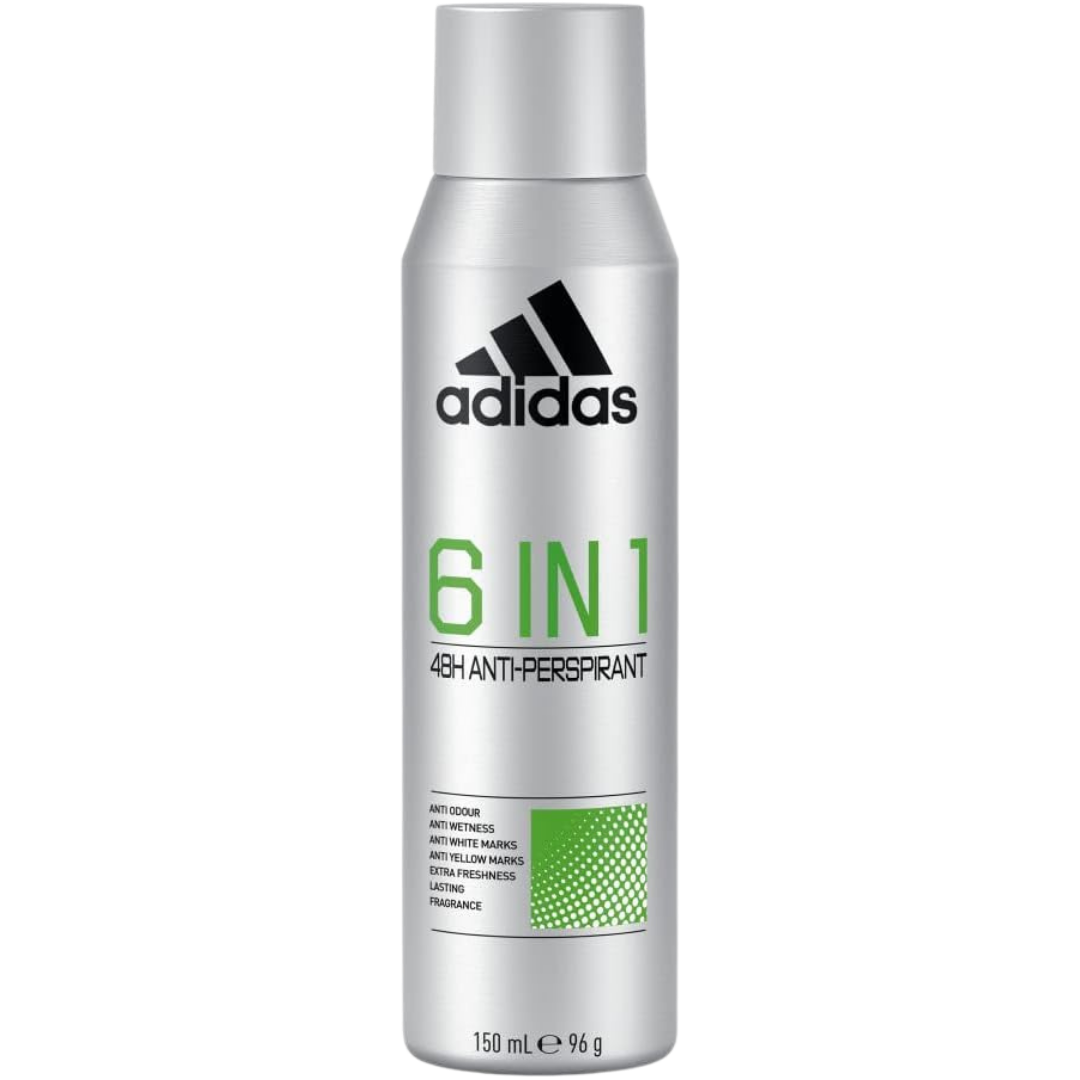 adidas Antiperspirant en Spray Adidas 6 en 1 - 150ml | اديداس بخاخ مزيل تعرق للرجال 6 في 1 - 150 مل