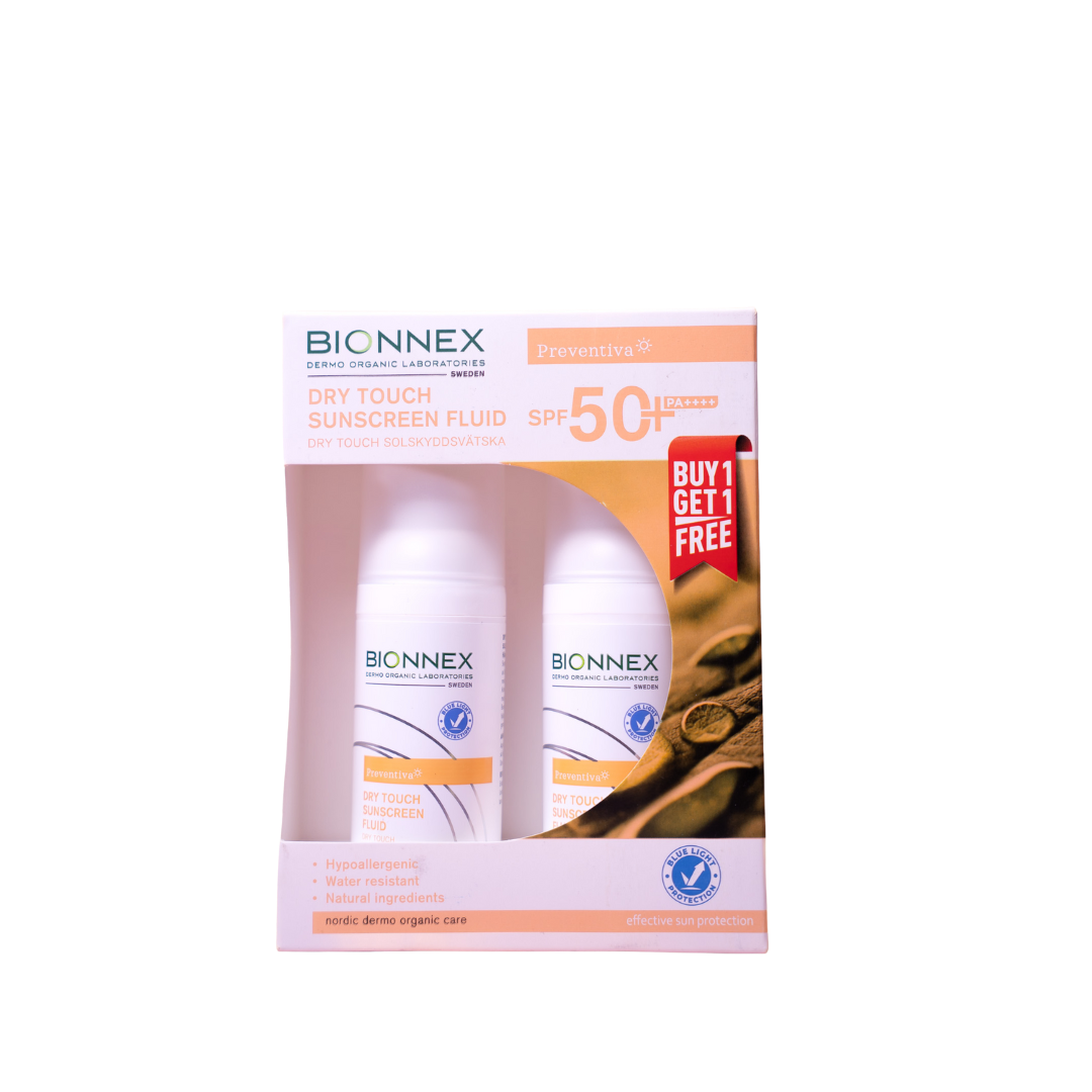 Bionnex Dry Touch Suncreen Fluid Spf50 1+1 - 50ml | بايونيكس واقي شمس عرض ١+١ - ٥٠ مل