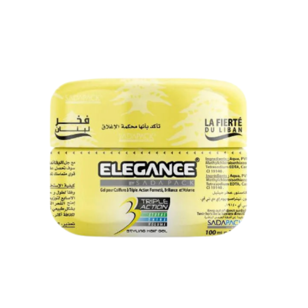 ELEGANCE Plus 3Triple Action Strong Shine Volume Styling Hair Gel - 100ml | اليغانس بلس جل تثبيت الشعر بفعل ثلاثي - 100 مل