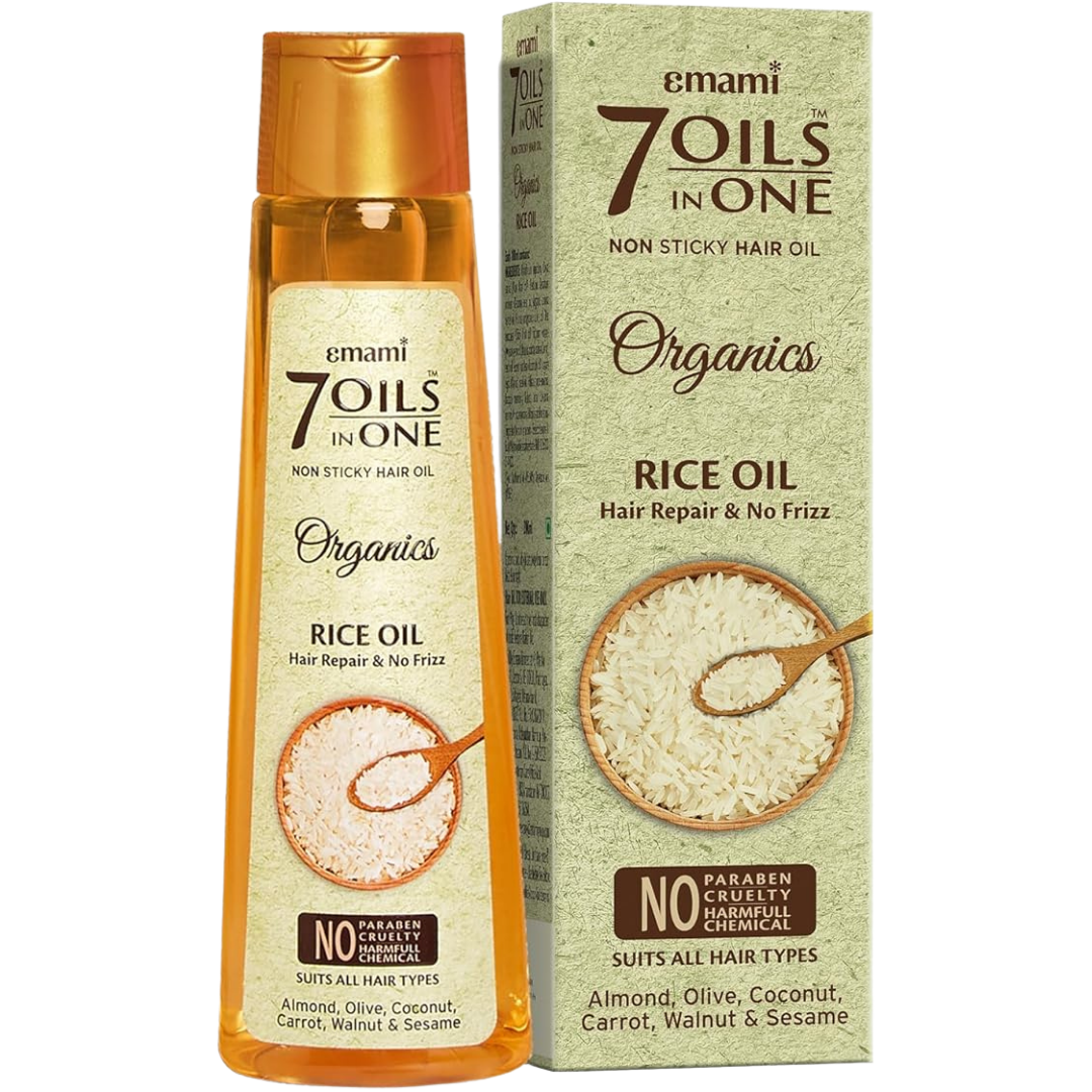 Emami 7 Oils In One Organics Rice Oil - 100ml | ايمامي 7 اويلز ان ون زيت للشعر بزيت الأرز - 100 مل