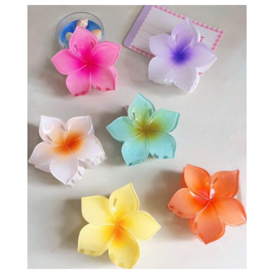 Pieces of rose-shaped hair clips - 6pcs | مشابك شعر على شكل زهرة - 6 قطع