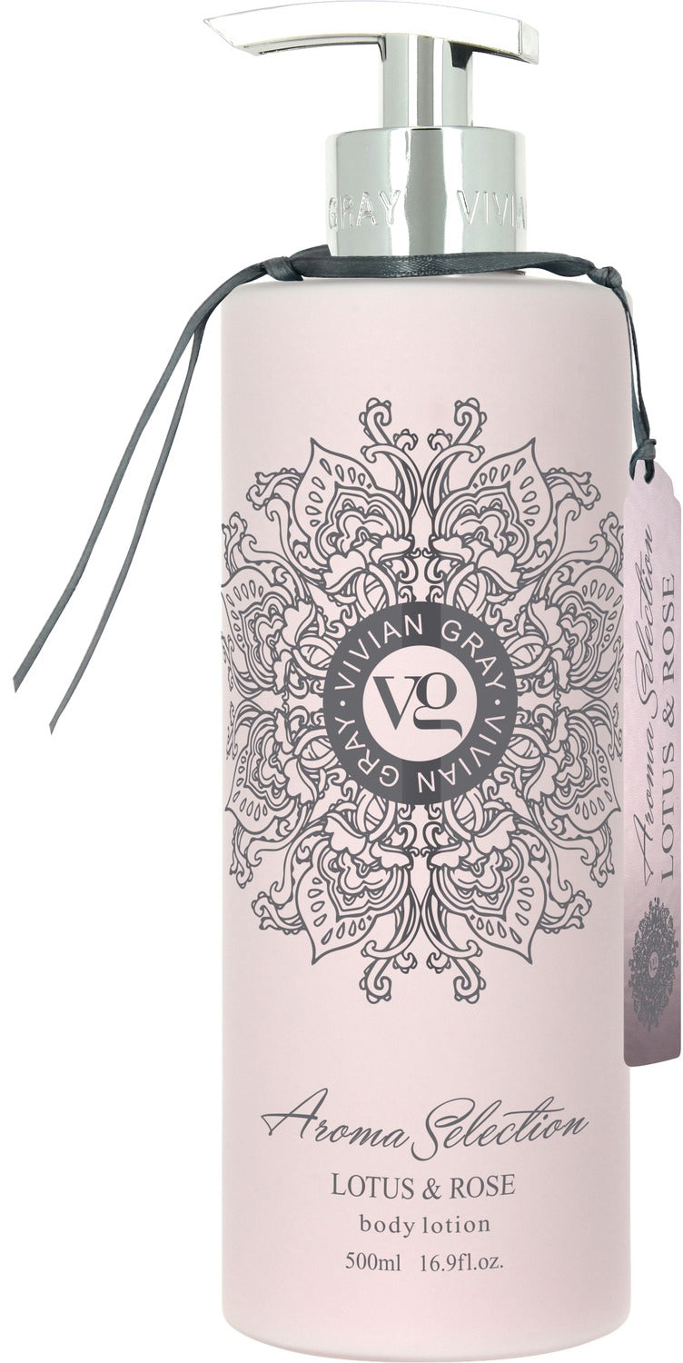 Vivian Gray Aroma Selection Lotus & Rose luxury creamy body lotion - 500ml | فيفيان كري لوشن للجسم برائحة الورد - 500 مل
