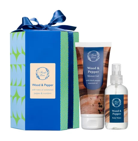 Fresh Line Wood & Pepper Set Shower gel 200ml Body Water 150ml | مجموعة فريش لاين وود آند بيبر جل الاستحمام وسبراي للجسم