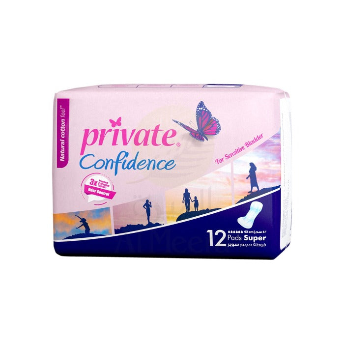 Private Sanitary Pads Confidence Super - pcs12 | برايفت فوطة حجم كبير - 12 قطعة