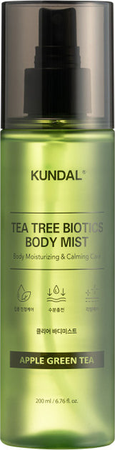 KUNDAL Tea Tree & Biotics Body Mist Apple Green Tea - 200ml | كوندال بخاخ الجسم المنعش والموازن للبشرة المعرضة لحب الشباب - 200 مل