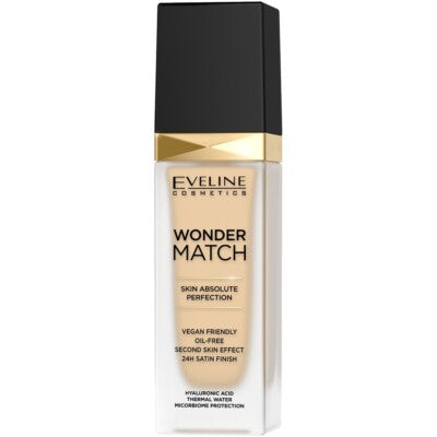 EVELINE Wonder Match Foundation Vegan Friendly Oil-Free - 30ml | ايفلين كريم أساس خالي من الزيوت - 30 مل