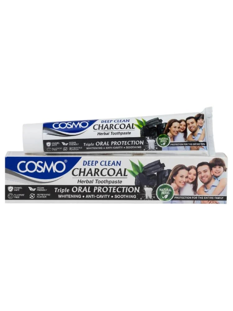 COSMO Deep Clean Charcoal Herbal Toothpaste - 100g | كوزمو معجون أسنان مبيض بالفحم - 100 غرام