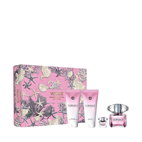 VERSACE BRIGHT CRYSTAL SET EDT90+BL100+BSG100+EDT5 SS - 25| سيت عطر فيرزاجي كرستال للنساء