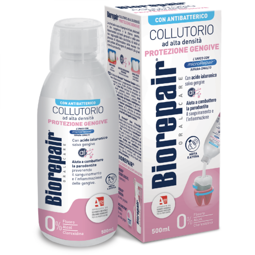 Biorepair Antibacterial Mouthwash High Density Gum Protection - 500ml | بايوريبير غسول فم مضاد للبكتيريا لحماية اللثة - 500 مل