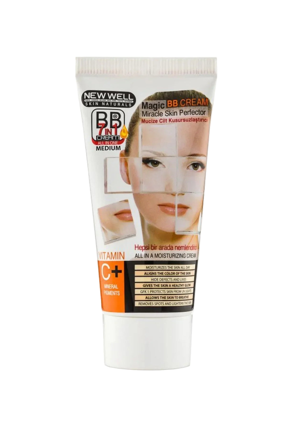 NEW WELL BB cream 7 im 1 Vitamin C MEDIUM ORTA - 50 ml | نيو ويل بي بي كريم بالفيتامين سي - 50 مل