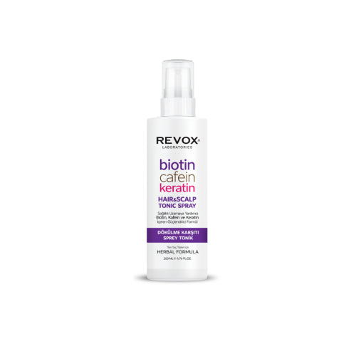 Revox Laboratories Biotin Caffeine Keratin Hair & Scalp Tonic Spray - 200ml | ريفوكس لابوراتوريس تونك بخلاصة البايوتين, كافيين كيراتين - 200 مل