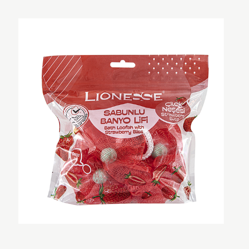 Lionesse Bath Loofa With Strawberry Lliss | ليفة استحمام مع صابون برائحة الفراولة 