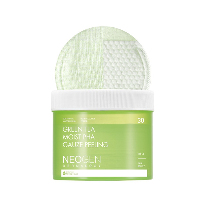 NEOGEN Green Tea Moist PHA Gauze Peeling Pad - 30pads | نيوجين وسادات مقشرة بالشاي الأخضر - 30 قطعة