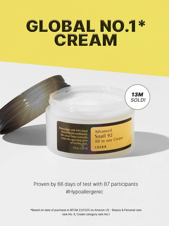 Cosrx Advanced Snail 92 All in one Cream - 100 ml |  100 مل - كوزركس كريم ترطيب موسين الحلزون 92