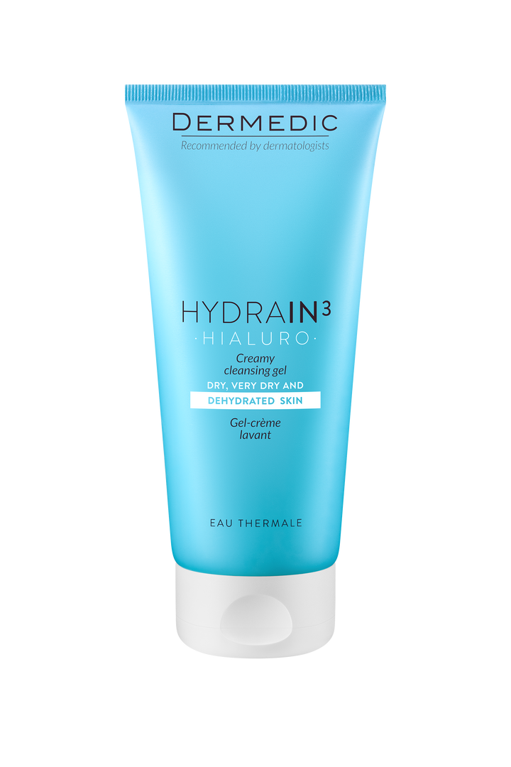 DERMEDIC hydrain3 hialuro Cleansing Gel - 200ml | ديرمديك غسول جل للبشرة الجافة و الحساسة - 200 مل