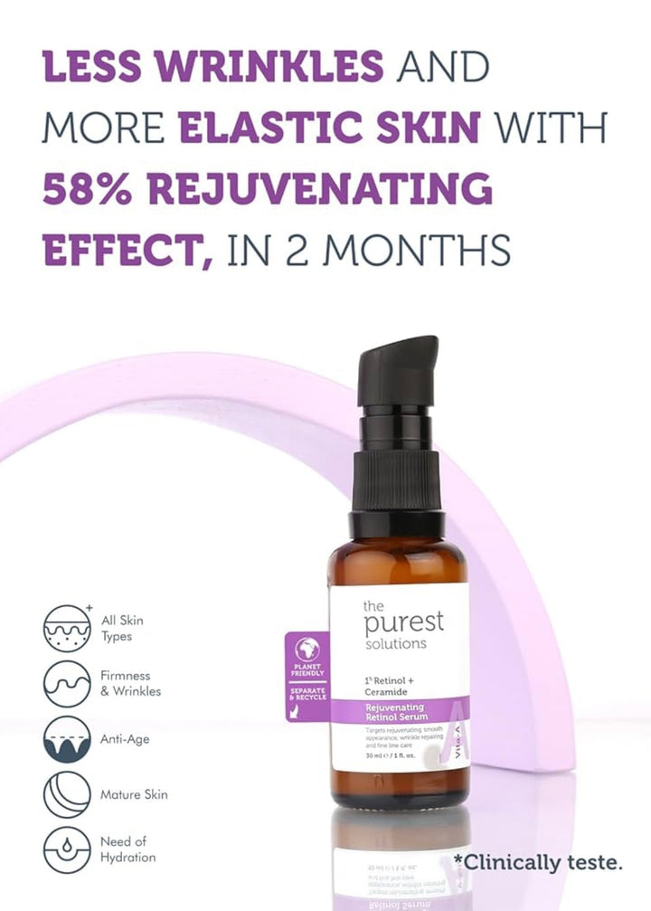 The Purest Solutions Retinol 1% + Ceramide Rejuvenating Serum - 30ml | ذا بيورست سيروم ريتنول 1% مع سيراميد - 30 مل