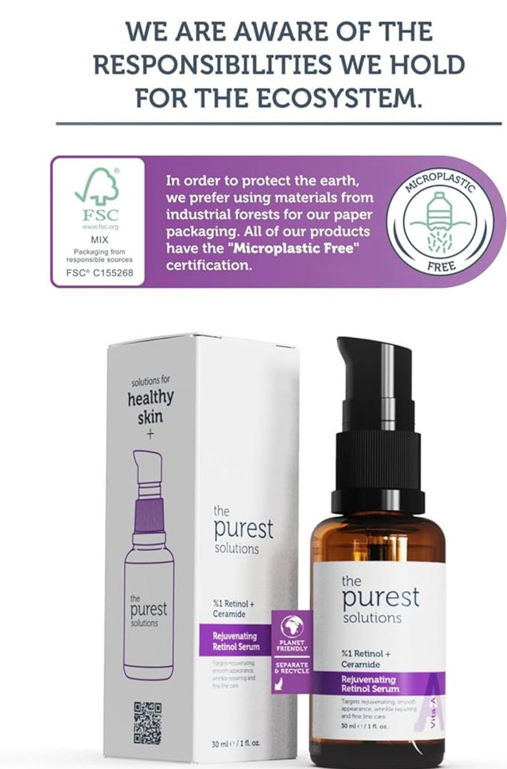 The Purest Solutions Retinol 1% + Ceramide Rejuvenating Serum - 30ml | ذا بيورست سيروم ريتنول 1% مع سيراميد - 30 مل