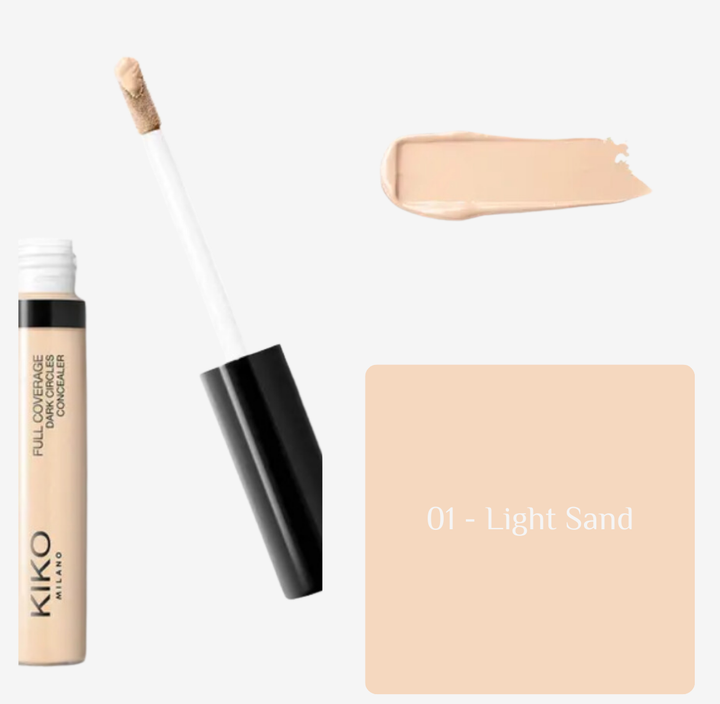 KIKO Full Coverage Dark Circles Concealer - 8ml | كيكو كونسيلر بتغطية عالية لاخفاء الهالات السوداء - 8 مل