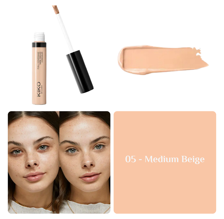 KIKO Full Coverage Dark Circles Concealer - 8ml | كيكو كونسيلر بتغطية عالية لاخفاء الهالات السوداء - 8 مل
