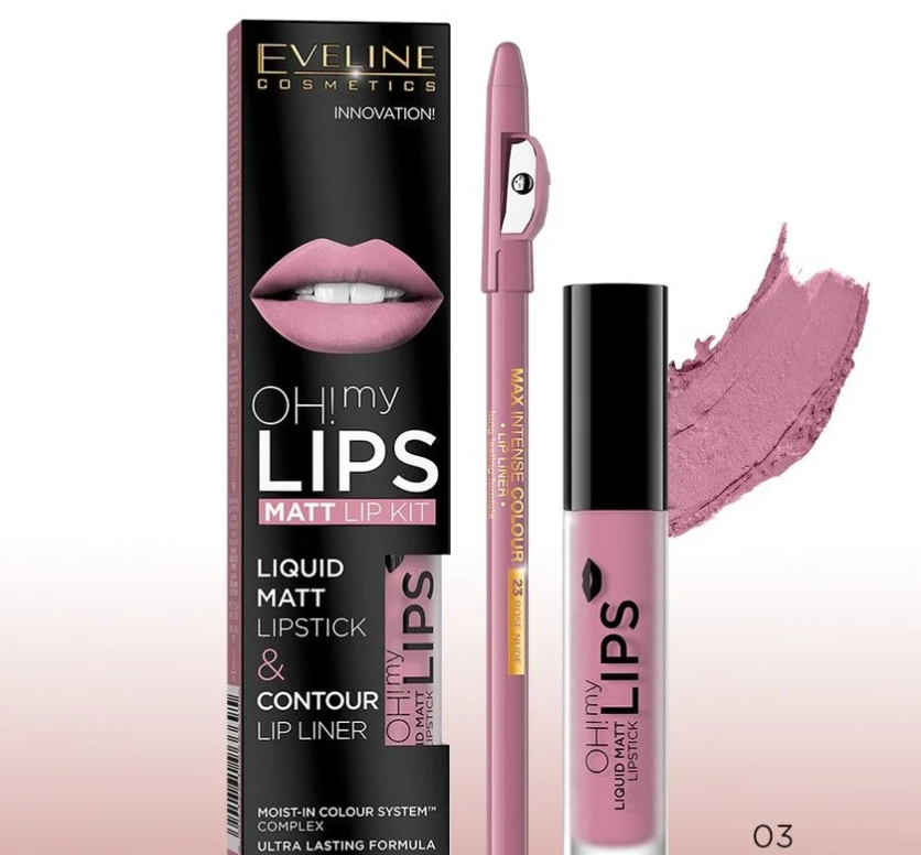 EVELINE Oh My Lips Matt Lipstick & Contour Lip Liner | ايفلين أحمر شفاه + قلم تحديد الشفاه