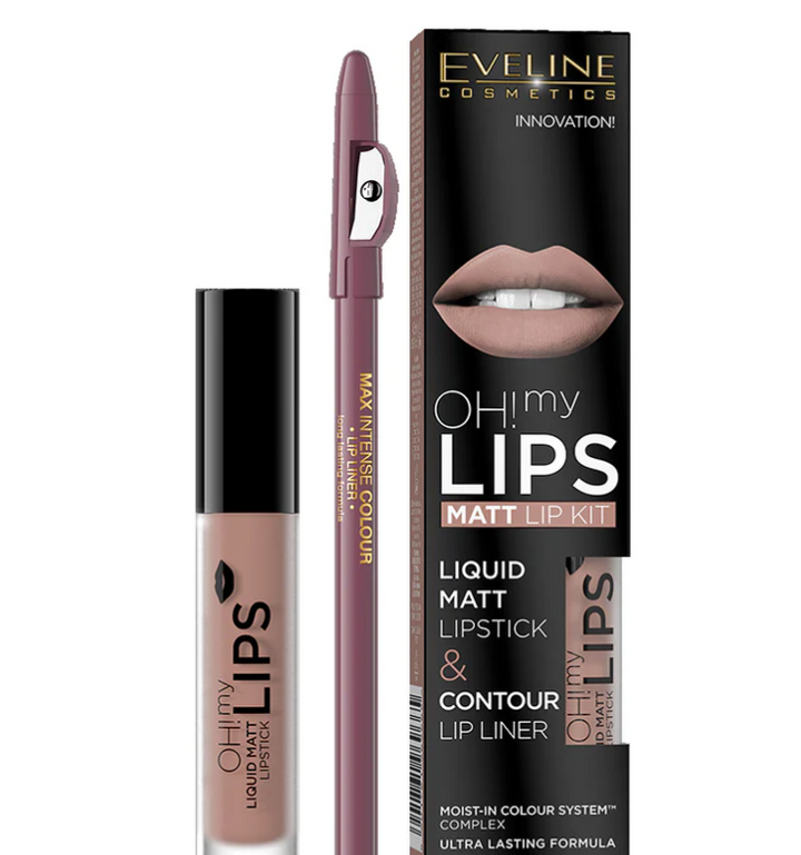 EVELINE Oh My Lips Matt Lipstick & Contour Lip Liner | ايفلين أحمر شفاه + قلم تحديد الشفاه