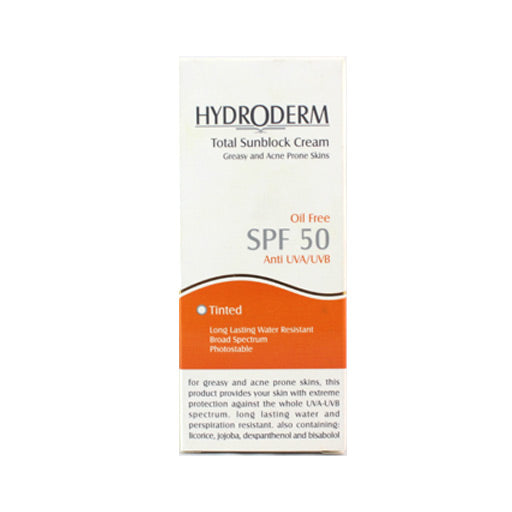 HYDRODERM Total Sunblock Oil free Spf 50 Anti Uva/Uvb - 50ml | هيدروديرم واقي شمسي خالي من الزيوت spf50 - 50 مل