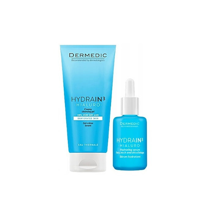 DERMEDIC Hydrain3 Hialuro Creamy Cleansing Gel - 200ml + Hydrain3 Hialuro Serum Hydratant - 30ml | ديرمديك غسول مرطب - 200 مل + سيروم مرطب - 30 مل