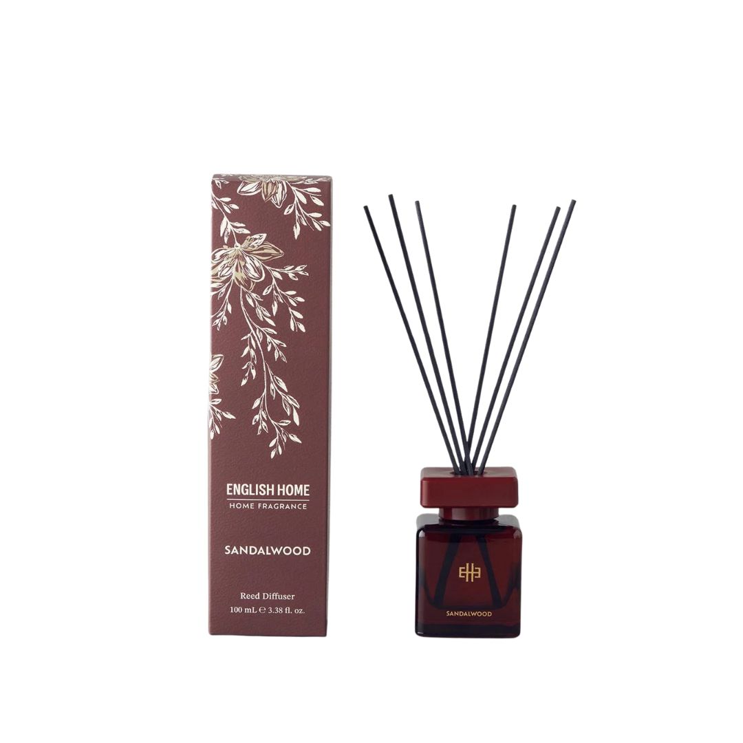 ENGLISH HOME Home Fragrance Sandalwood Reed Diffuser - 100ml | انكـلـش هـوم معطر جو برائحة خشب الصندل - 100 مل