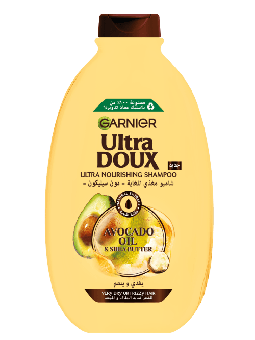 Garnier Ultra Doux Shampoo Avocado Oil & Shea Butter - 400ml | غارنييه الترا دو شامبو بزيت الاوفوكادو وزبدة الشيا للشعر الجاف - 400 مل