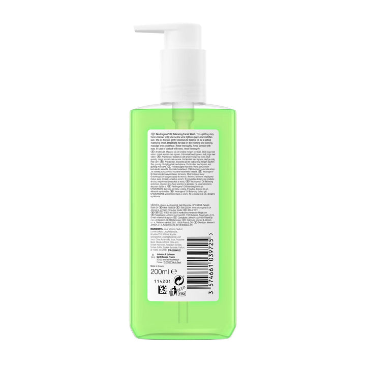 Neutrogena Oil Balancing Facial Wash with Lime - 150ml | نيتروجينا غسول للوجه للبشرة الدهنية - 150 مل
