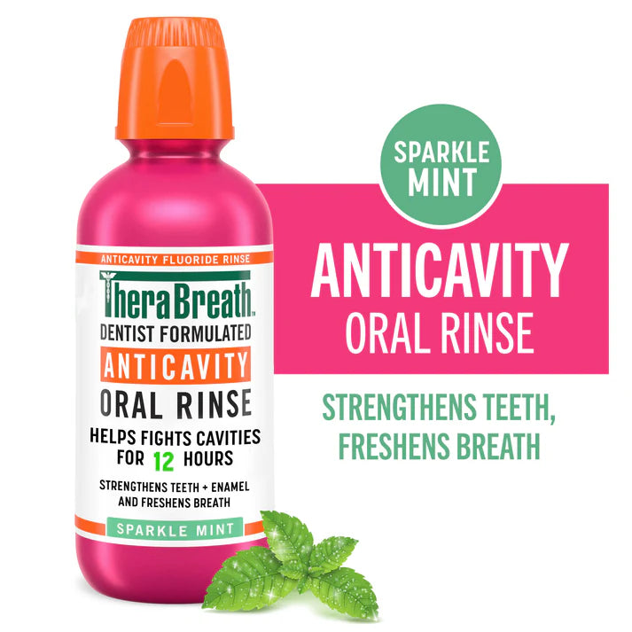 TheraBreath Dentist Formulated Anticavity Oral Rinse Sparkle Mint - 473ml | ثيرا بريث غسول للفم ضد التسوس - 473 مل