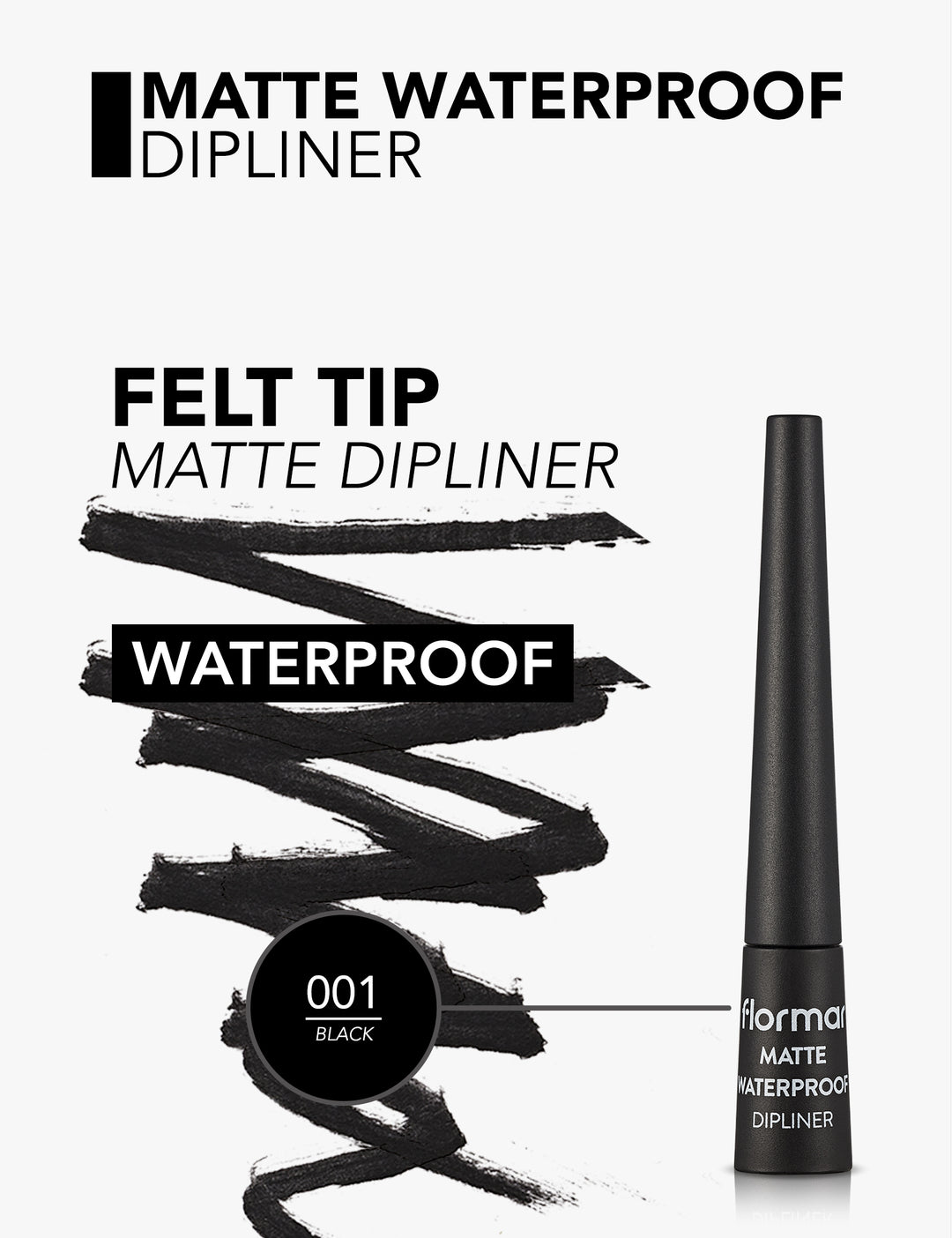Flormar Matte Waterproof Dipliner 01 Black | فلورمار كحل اي لاينر مات غير لامع مقاوم للماء 01 أسود