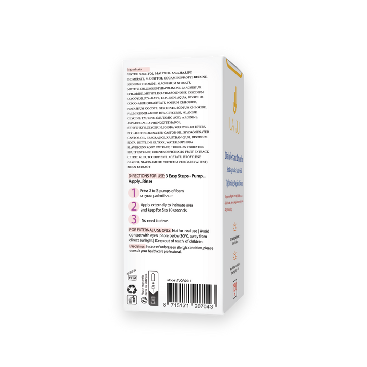 LA JU Disinfectant Douche Antiseptic & Antiviral Tightening Vaginal foam - 150ml| لاجو غسول  رغوي مهبلي ومضاد للفيروسات-150 مل