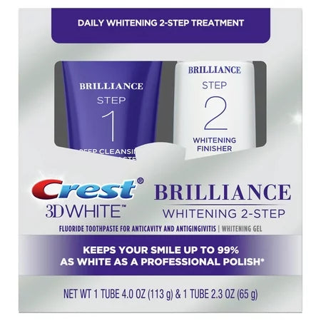 Crest 3D White Brilliance Whitening  2 Step Kit - 65g | كريست مجموعة تبييض الأسنان بخطوتين - 65 غرام