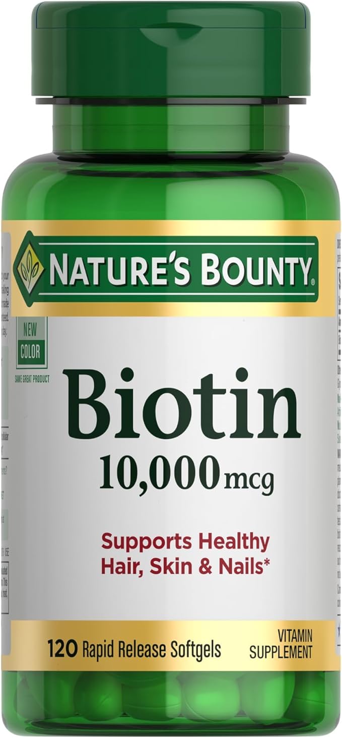 Nature's Bounty Biotin 10,000mcg - 120 softgels | ناتشرز باونتي كبسولات البايوتين 10000 مكغ - 120 كبسولة