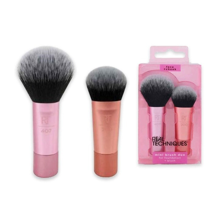 Real Techniques Mini Brush For Foundation + Blush | ريل تكنيك فراشي مكياج بالحجم الصغير - قطعتان