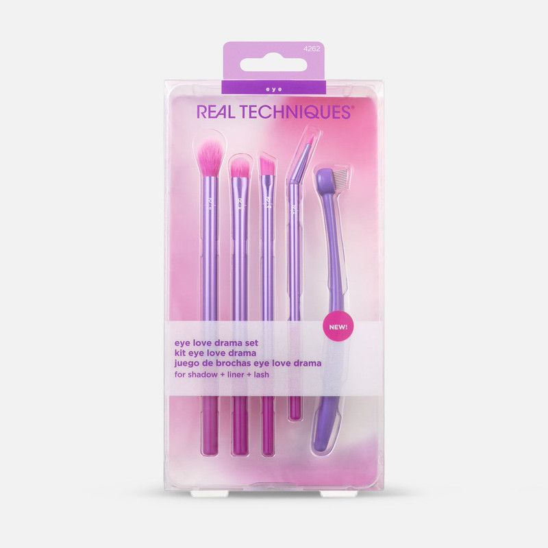 Real Techniques Eye Love Drama Makeup Brush Kit 5pcs | ريل تكنيك مجموعة فراشي مكياج عيون - 5 قطع
