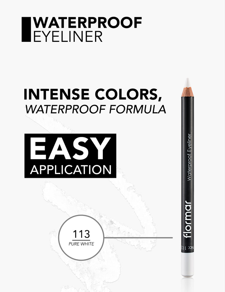 Flormar Waterproof Eye Liner No.113 Pure White | فلورمار  اي لاينر مقاوم للماء - 113 - ابيض